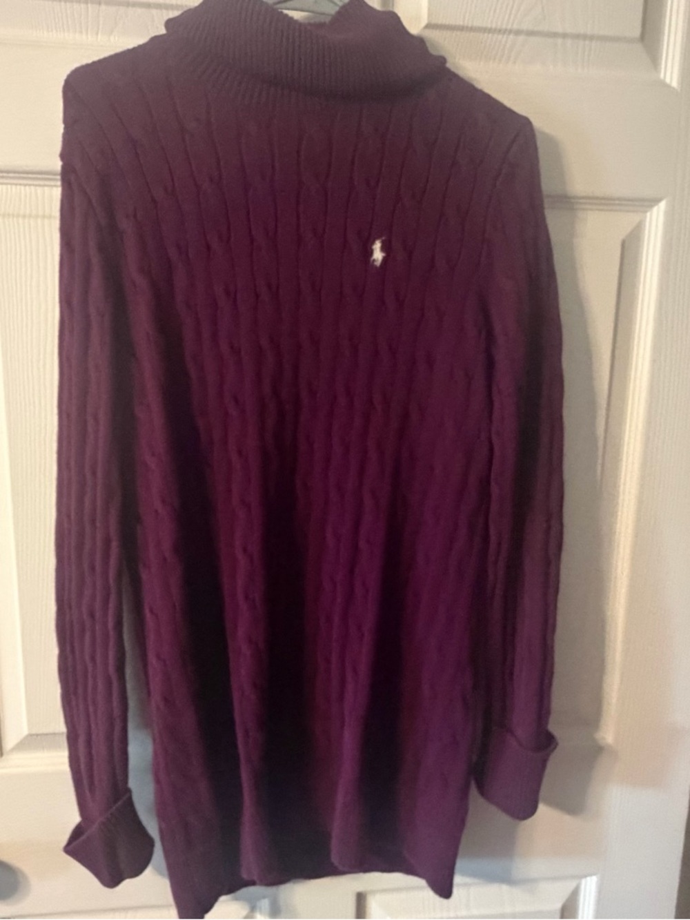Ralph Lauren Plum Cable-Knit Turtleneck Sweater